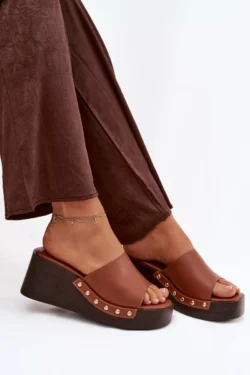 Moteriški batai su platformomis ir auksiniais sagtimis, kamelės spalvos „Arionne“