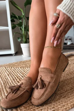 Moteriški plokšti loferiai su kutais, rudi „Marilisse“