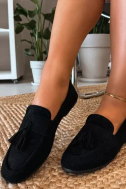 Moteriški plokšti loferiai su kutais, juodi „Marilisse“