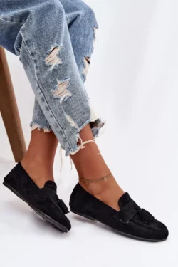 Moteriški plokšti loferiai su kutais, juodi „Marilisse“