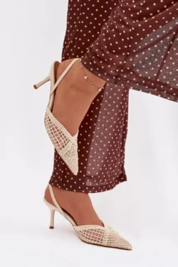 Austi sandalai ant aukštakulnių, šviesiai smėlio spalvos Hanelis