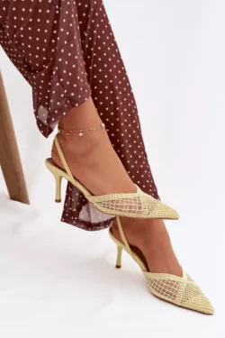 Austi sandalai su kulnais, geltoni „Hanelis“