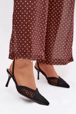 Austi sandalai su kulnu Juodi Hanelis