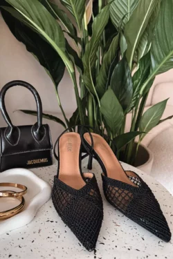 Austi sandalai su kulnu Juodi Hanelis