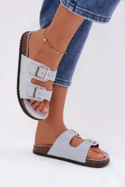 Moteriškos mėlynos šlepetės su sagtimis Oliena