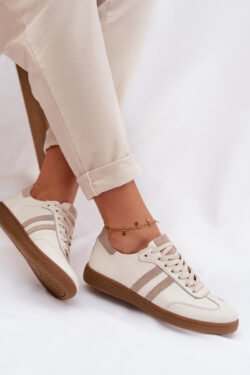 Zazoo N1068 Moteriški odiniai žemi sportiniai bateliai, smėlio spalvos