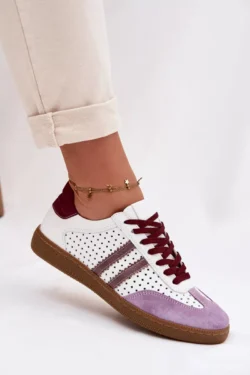 Odiniai moteriški sportiniai bateliai Zazoo N1318 Balti-violetiniai