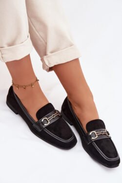 Moteriški mokasinai su papuošimais Juoda Palerina