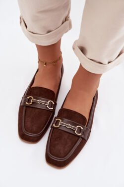 Moteriški loferiai su papuošimais, rudi „Palerina“