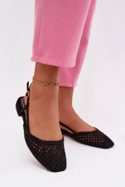 Kvėpuojančios ekologiškos odos juodos balerinos Farivelle