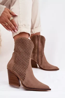 Moteriški atviri blokiniai kulniukai, smėlio spalvos „Rivorina“