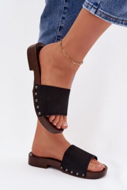 Moteriški plokšti juodi bateliai su kniedėmis Amelvessa