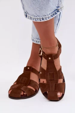 Moteriški plokšti rudi romėniški sandalai Belanessa