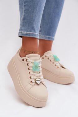 Moteriški platforminiai sportiniai bateliai su smeigtukais „Bear Heart“ smėlio spalvos „Selorissa“