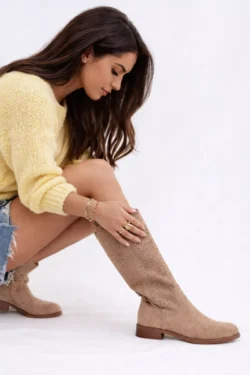 Moteriški bateliai su nėrinių raštu ant plokščio kulno S.Barski HY61-8022 smėlio spalvos