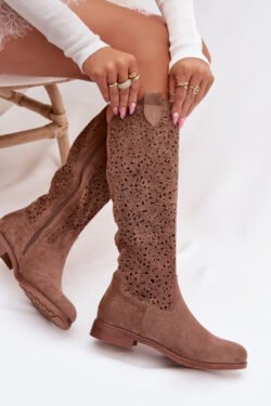 Moteriški perforuoti bateliai su plokščiu kulnu S.Barski HY61-8023 Rudi