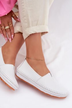 Odiniai moteriški mokasinai LR61-7051 Balti