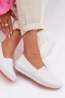 Odiniai moteriški mokasinai LR61-7051 Balti