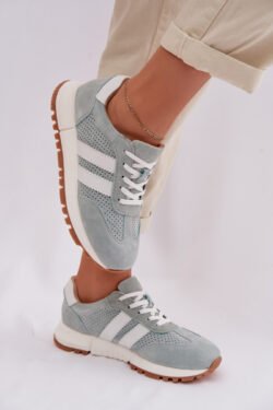 Moteriški sportiniai bateliai iš natūralios odos, mėtų spalvos, modelis „Marceline“