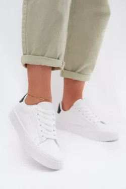 Moteriški sportiniai bateliai iš ekologiškos odos „Big Star TT274928 HI-POLY SYSTEM“ balti