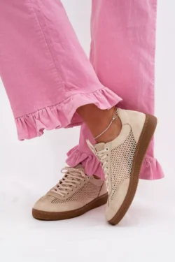 Odos suede moteriški sportiniai bateliai su tinkleliu Zazoo N1142 smėlio spalvos