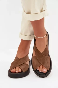 Moteriški sandalai Zazoo 3196 iš natūralios šviesiai rudos odos