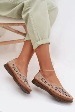 Moteriški ažūriniai plokščiapadžiai bateliai Sergio Leone SP-006 Rožiniai