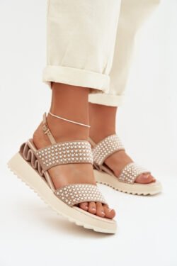 Odos suede sandalai su papuošimais D&A; CR61-3067 Smėlio spalvos