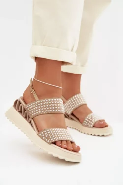 Odos suede sandalai su papuošimais D&A; CR61-3067 Smėlio spalvos