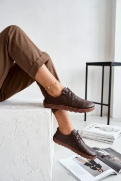 Odiniai moteriški Zazoo 10189 loaferiai Barefoot Chocolate