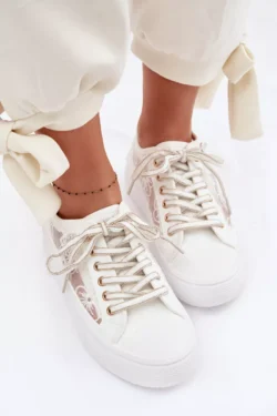 Moterų nėriniuoti sportiniai bateliai ant platformos Lee Cooper LCW-26-44-4480 balti