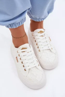 Lee Cooper moteriški nėriniuoti sportiniai bateliai LCW-26-02-4060 balti