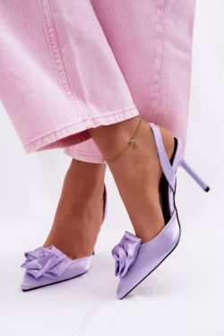 Violetiniai Boto Irina stiletto sandalai su satino apdaila