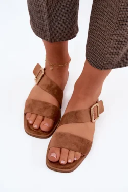Moteriškos basutės plokščiapadės su auksine sagtimi Camel Verissea