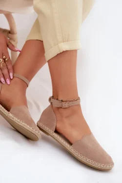 Moteriškos ekologiškos zomšos espadrilės Vinceza 23-34594 smėlio spalvos