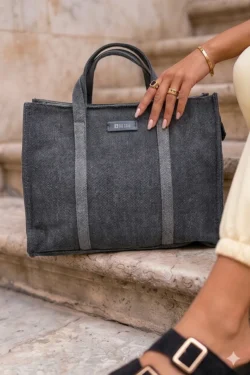 BIG STAR SHOES moteriškas „shopper“ tipo krepšys su užtrauktuku RR574072, pilkas