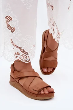 Odinės moteriškos platforminės basutės Maciejka L4496-29 Camel