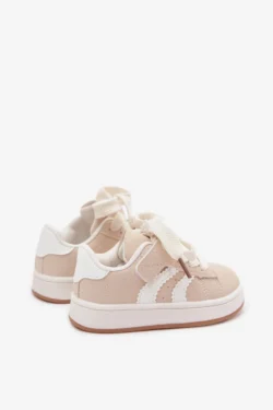 Vaikiški sportiniai bateliai „Sneakers“ su lipukais iš dirbtinės odos, smėlio spalvos Zoya