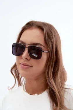 Aviator stiliaus saulės akiniai su UV 400 filtru, juodi