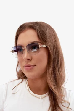 Saulės akiniai su plonais rėmeliais UV filtras mėlyni