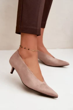 Pagrindinis-4 32 Zomšiniai bateliai Kitten Heel Beige Nuretta