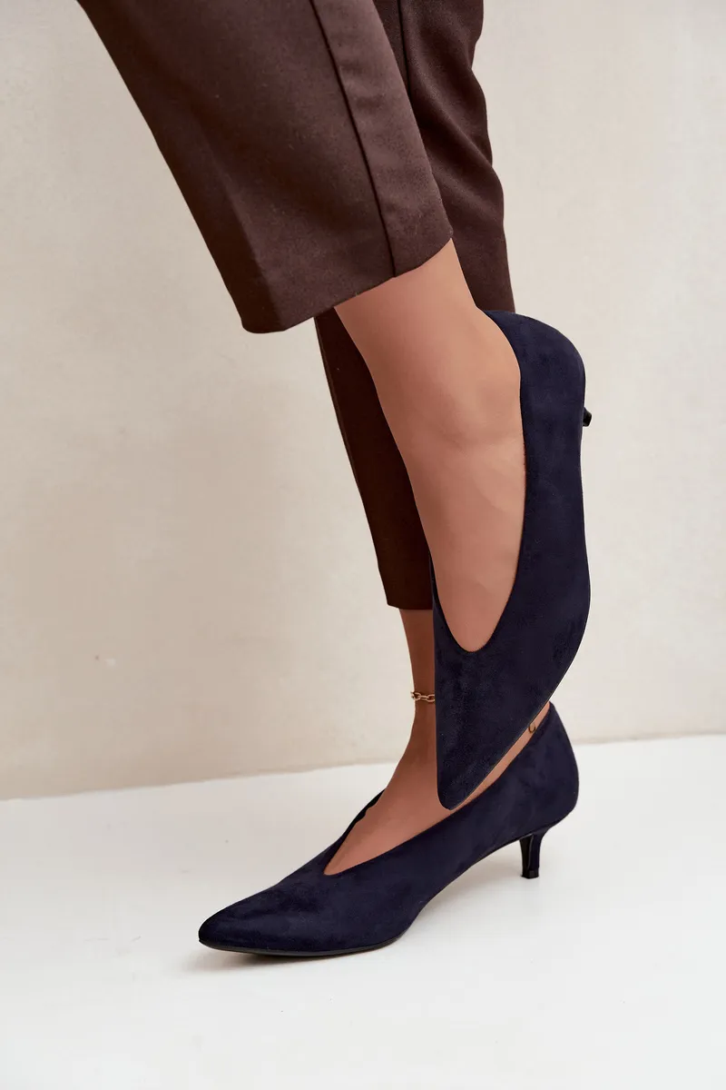 Pagrindinis-4 28 Zomšiniai „Kitten Heel“ bateliai, tamsiai mėlyni, Nuretta