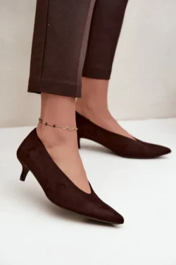 Pagrindinis-4 32 Šokoladinės „Kitten Heel“ zomšinės basutės Nuretta