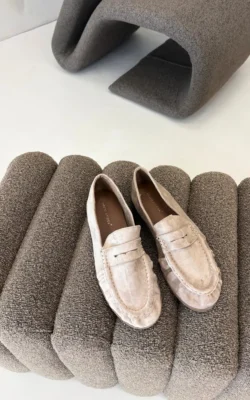 Moteriški mokasinai su sutraukimais Eco Suede smėlio spalvos Sabley