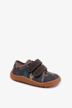 Vaikiškos „barefoot“ tipo šlepetės Froddo Dinozaurai Canvas G1700440-31 pilkos