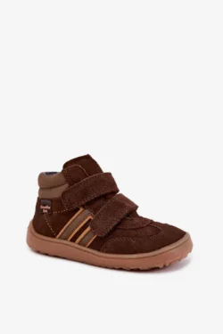 Odiniai zomšiniai vaikiški barefoot tipo aulinukai FRODDO G3110285-3, rudi