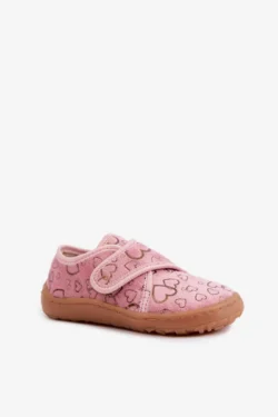 Pagrindinis-4 20 Mergaičių rožinės barefoot šlepetės su lipuku ir širdelėmis Froddo G1700438-18