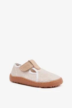 Vaikiškos blizgios barefoot šlepetės su lipduku Froddo Cannvas G1700439-3, auksinės