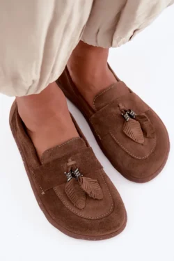 Barefoot mokasinės iš natūralios zomšinės odos „Zazoo“ 10220, rudos