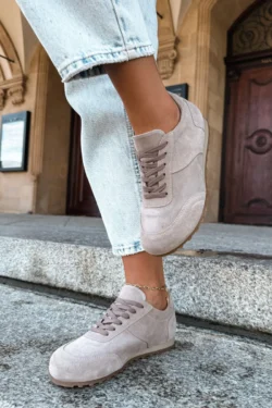 Barefoot sportiniai bateliai iš natūralios zomšinės odos Zazoo N1422, smėlio spalvos